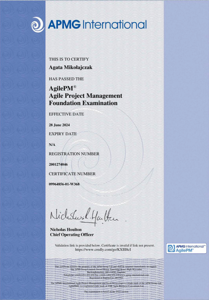 agilepm cert